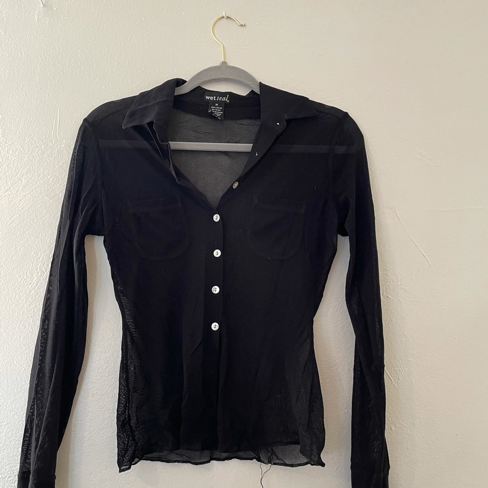 Vintage Wet Seal Mesh Button Down - image 1